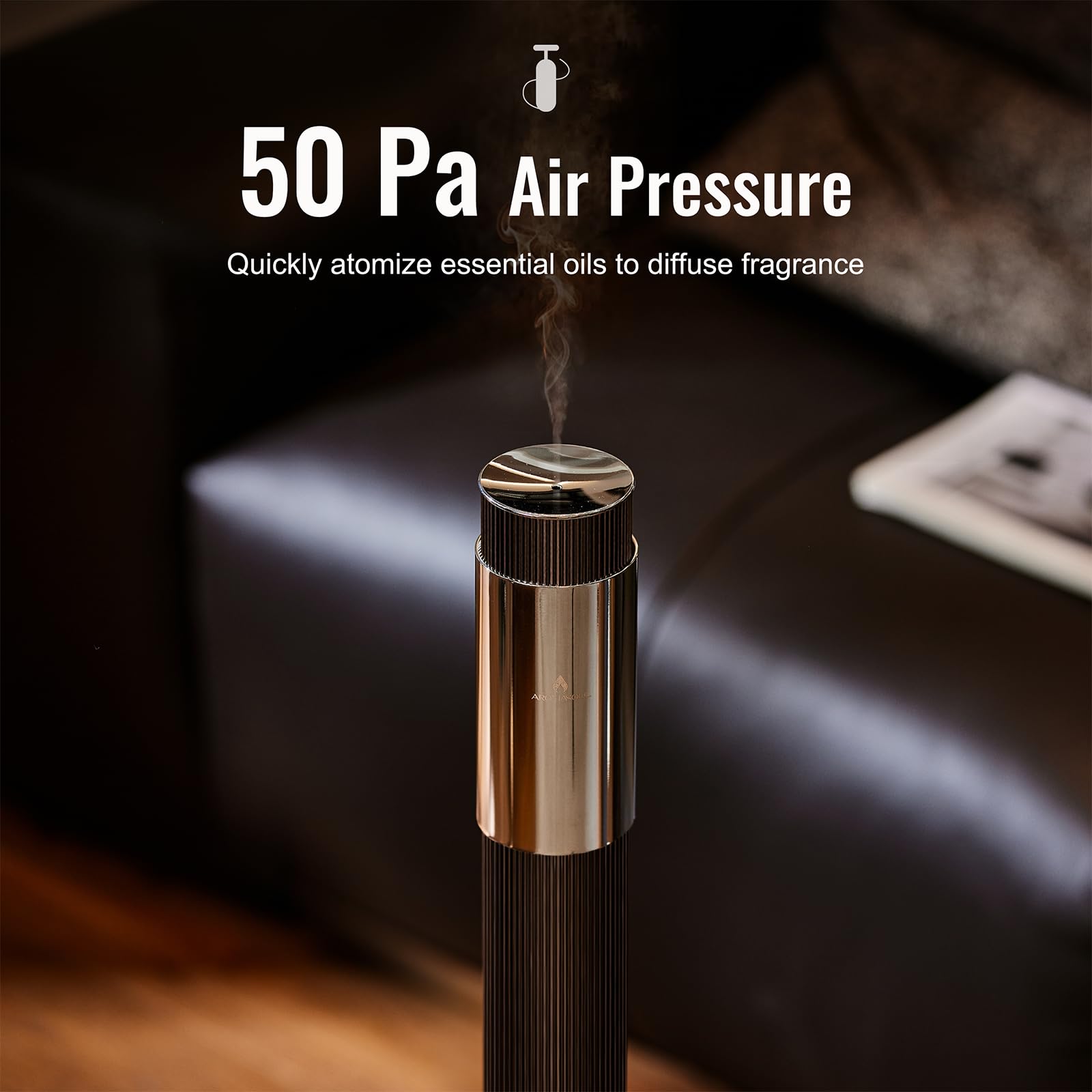 AROMASOUL 40-Inch Waterless Diffuser – App-Controlled, 2000 sq ft Coverage, Brown