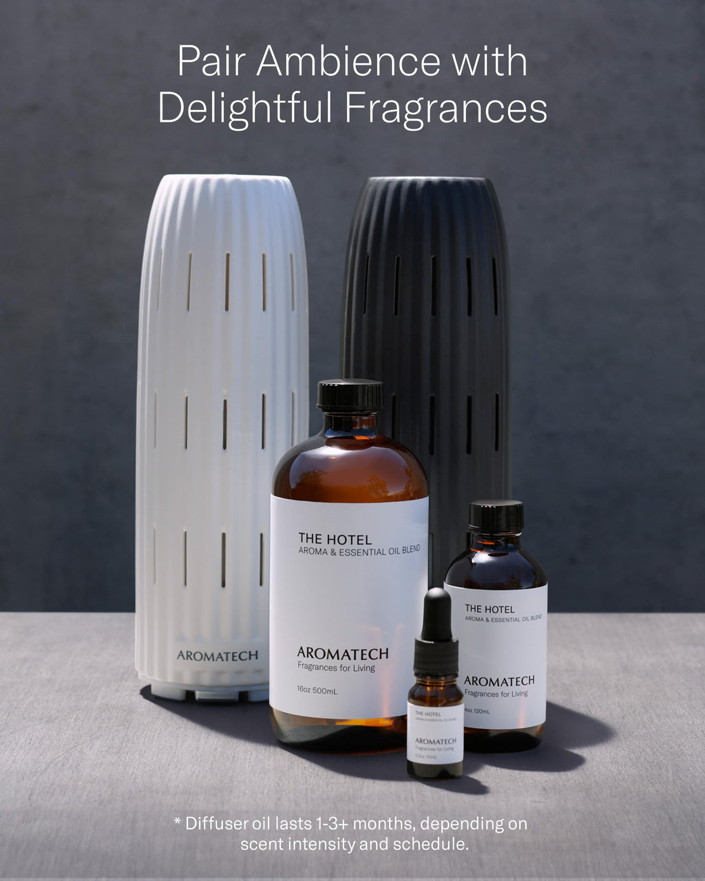 AromaTech Ambience Scent Diffuser White Stone – Waterless Nebulizing Diffuser with Bluetooth for Home, Spa & Hotels