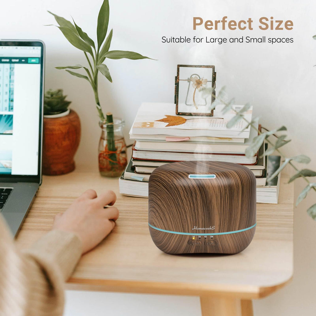 Aromatherapy Essential Oil Diffuser 300ml – Quiet Ultrasonic Humidifier, Auto-Off & Colorful Lights