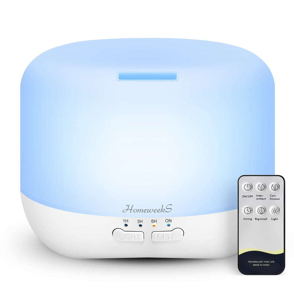 Aromatherapy Essential Oil Diffuser 300ml White – Humidifier, Night Light, Ultrasonic