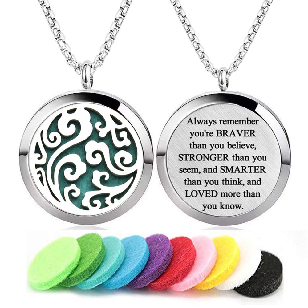 Aromatherapy Diffuser Necklace - Cloud Pattern Stainless Steel Locket Pendant
