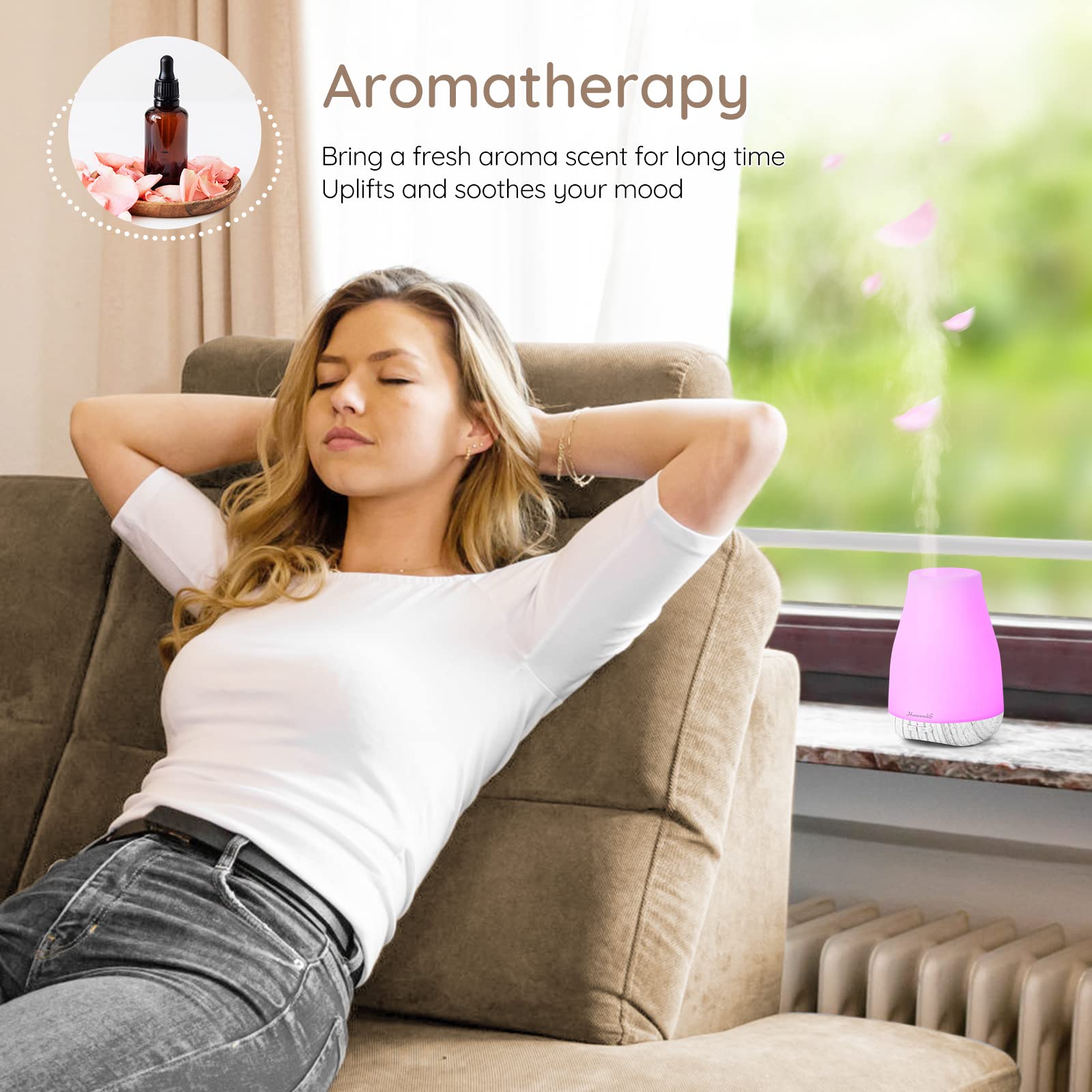 Aromatherapy Essential Oil Diffuser for Room | Ultrasonic Humidifier with Auto-Off & 7-Color LED Lights