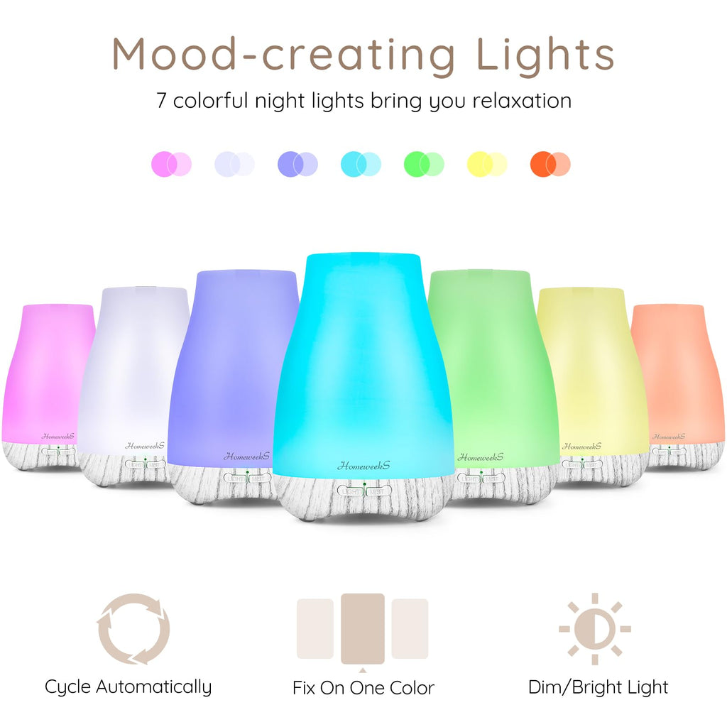 Aromatherapy Essential Oil Diffuser for Room | Ultrasonic Humidifier with Auto-Off & 7-Color LED Lights