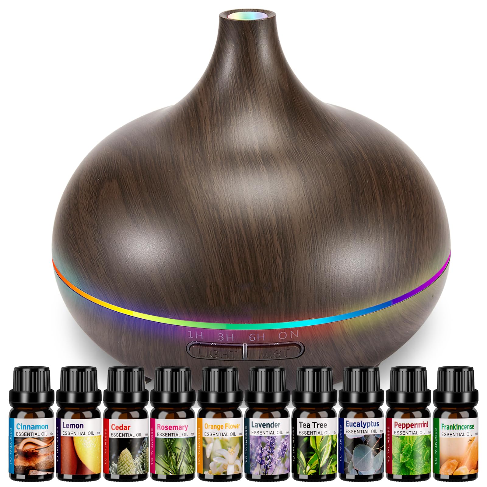 Aromatherapy Essential Oil Diffuser Set | 550ml Ultrasonic Humidifier for Large Rooms