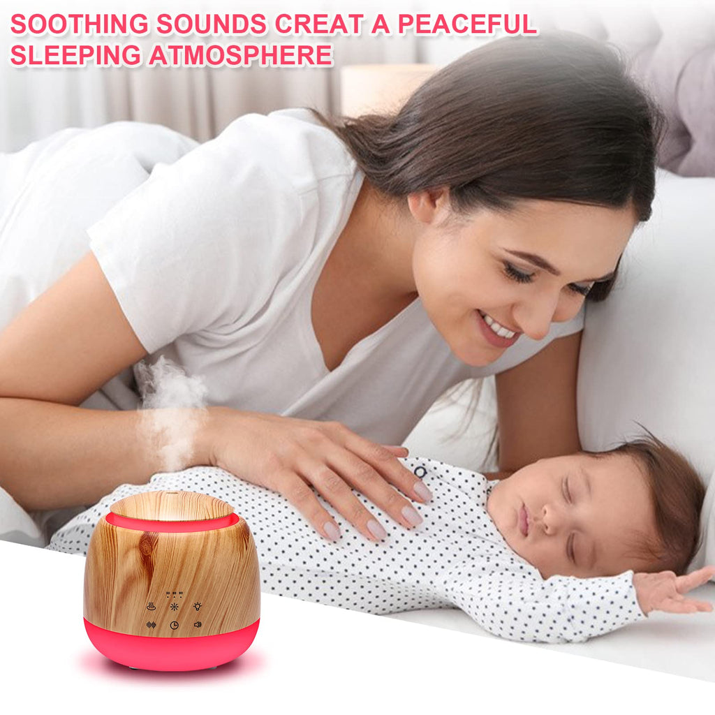 Aromatherapy Diffuser & White Noise Machine – 10 Sounds, 7 LED Colors, Auto Shutoff (Light Brown)