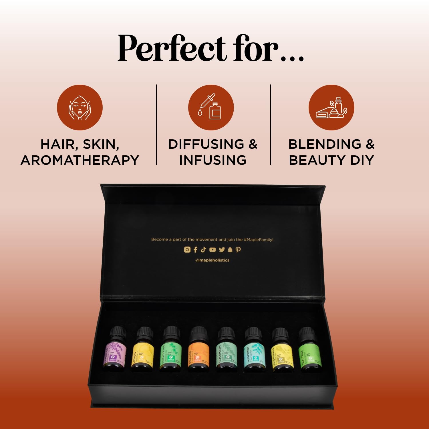 Pure Essential Oil Diffuser Set – Aromatherapy Oils for Home, Travel & Self-Care