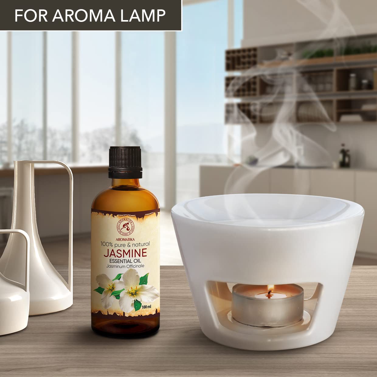 Jasmine Essential Oil 3.4 fl oz | Jasminum Officinale | Aromatherapy & Skincare | AROMATIKA