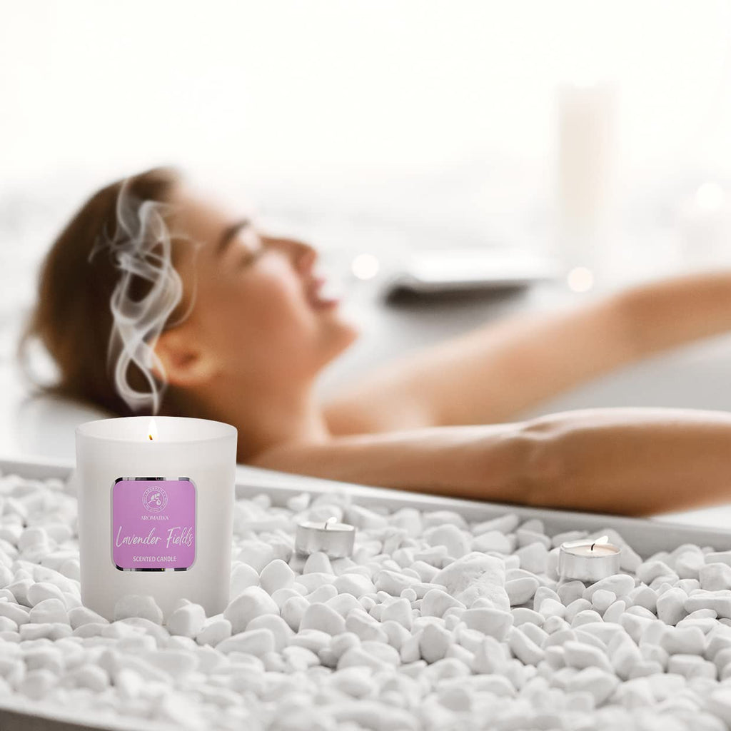 AROMATIKA Lavender Fields Scented Soywax Candle | Up to 45 Hours Burn Time