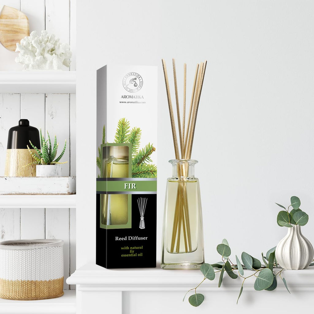AROMATIKA Pine Reed Diffuser 3.4 fl oz – Fresh Coniferous Pine Scent for Home