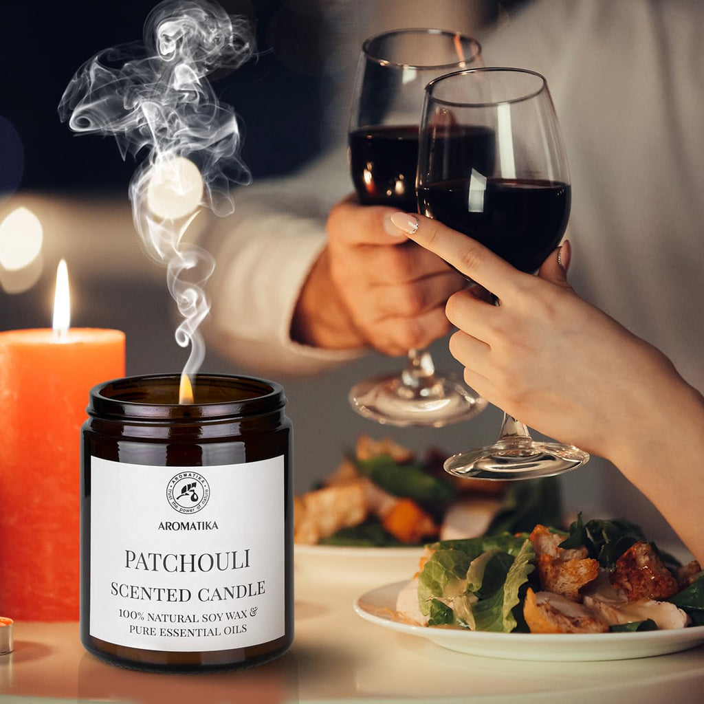 AROMATIKA Patchouli Soy Wax Candle – 150g, 45 Hours Burn Time | Home Scent Gift