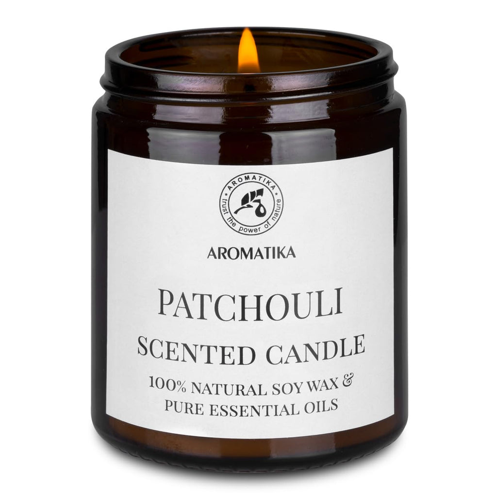 AROMATIKA Patchouli Soy Wax Candle – 150g, 45 Hours Burn Time | Home Scent Gift
