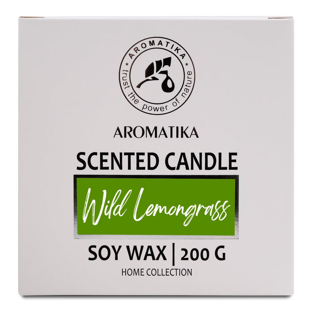 AROMATIKA Soywax Lemongrass Candle – Aromatherapy, Up to 45h Burn Time, Glass Jar Gift