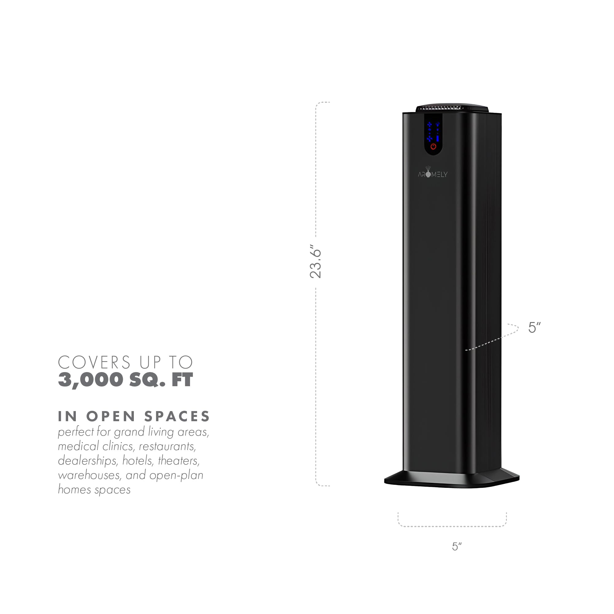 AROMELY Smart Bluetooth Scent Diffuser | App-Controlled Nebulizing Diffuser up to 3,000 sq ft (Black)