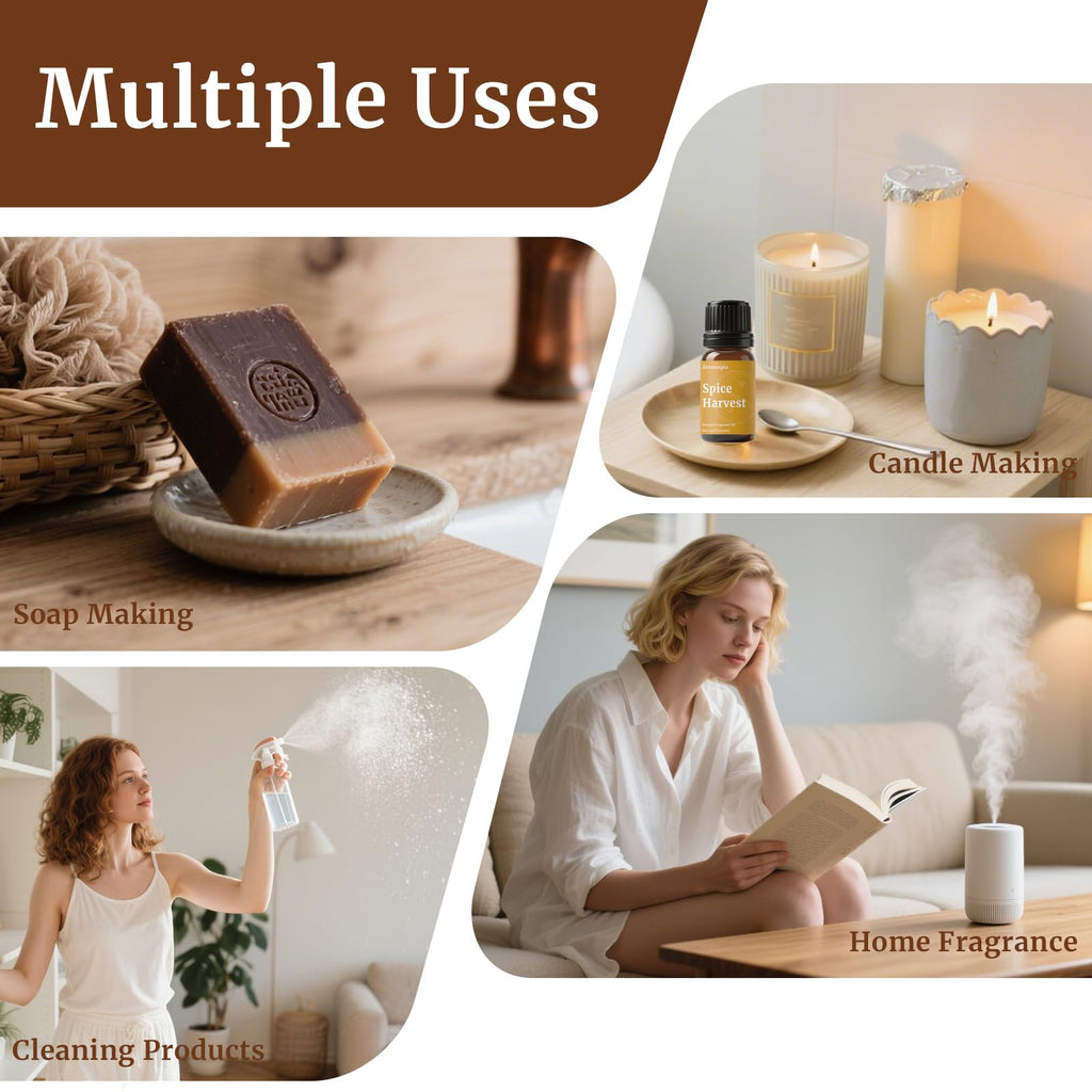 Diffuser Essential Oils – Aromtopia Fall Fragrance Oil Set (6x10ml) Pumpkin Pie, Musk Vanilla, Autumn Wildness