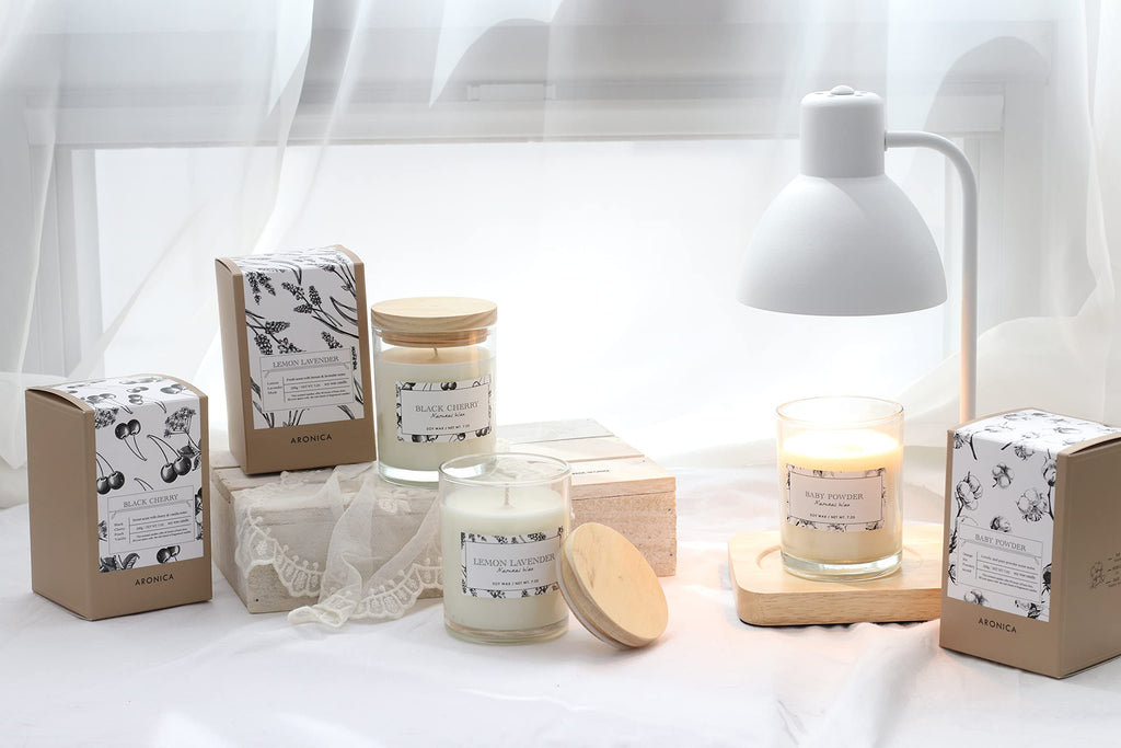 Aronica Cotton Candle - Home Scented Soy Wax, Baby Powder & Lily of the Valley