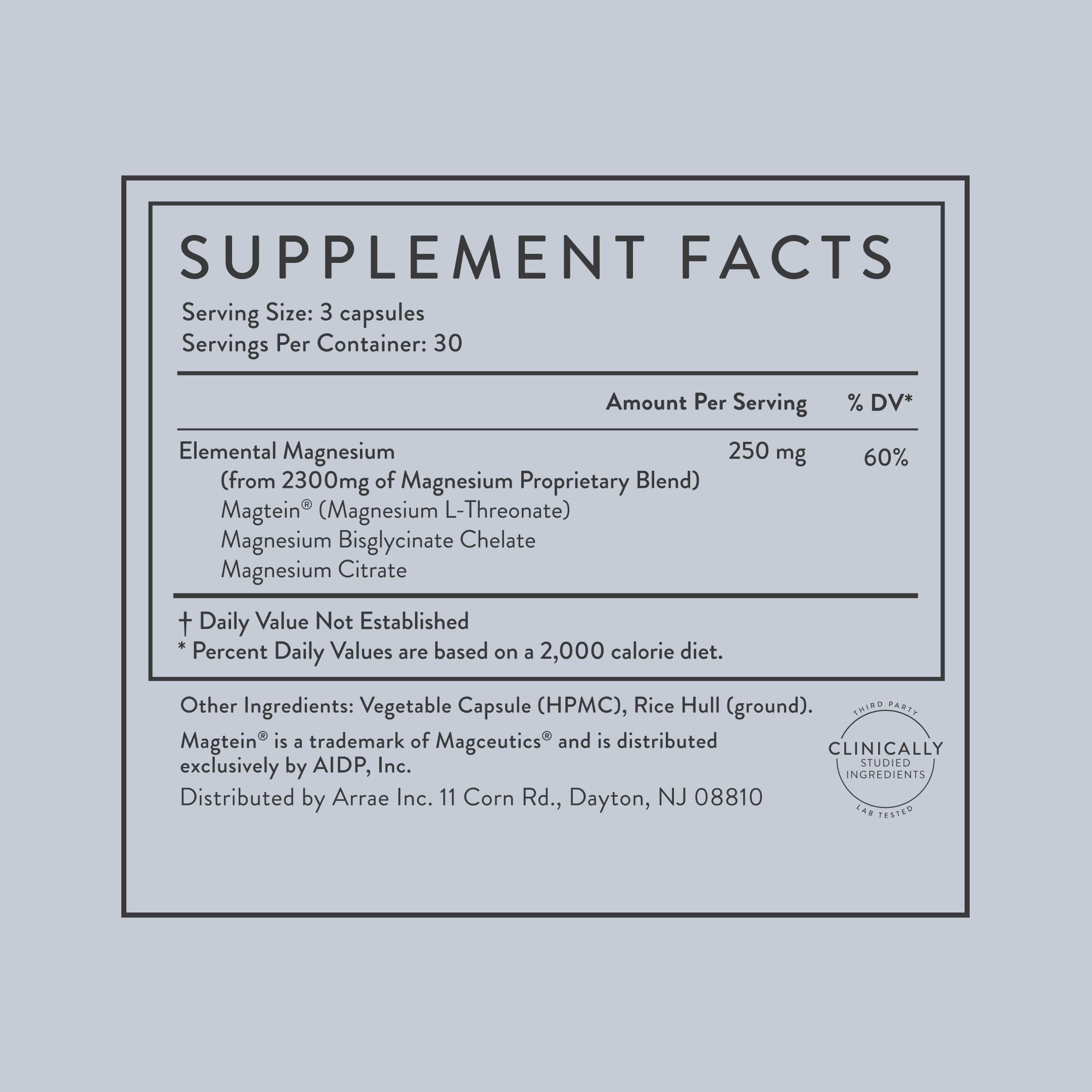 Arrae Magnesium Glycinate, Citrate & L-threonate – 90 Capsules for Mood, Sleep & Muscles