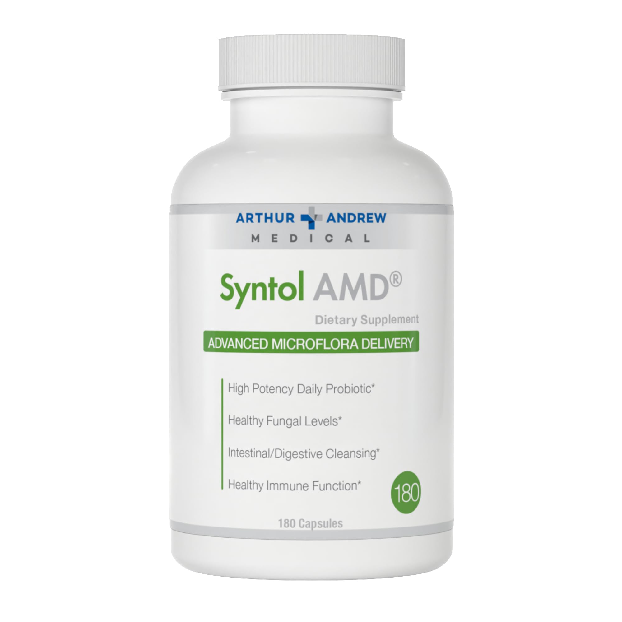 Arthur Andrew Medical Syntol 3-in-1 Probiotics, Prebiotic Fiber & Enzymes – 180 Capsules