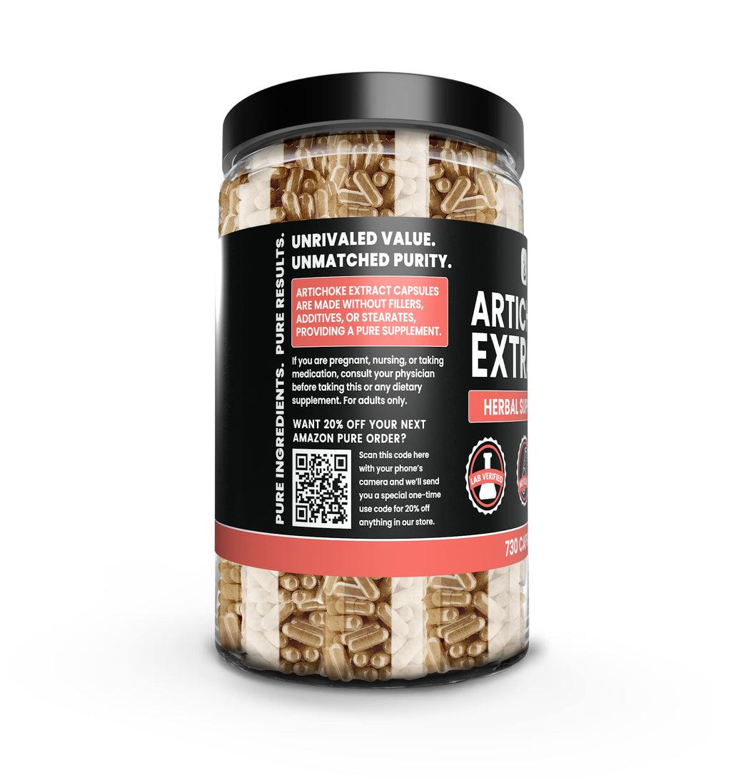 Artichoke Extract Capsules – Pure Original Ingredients, 730 Caps, No Fillers, Lab Verified