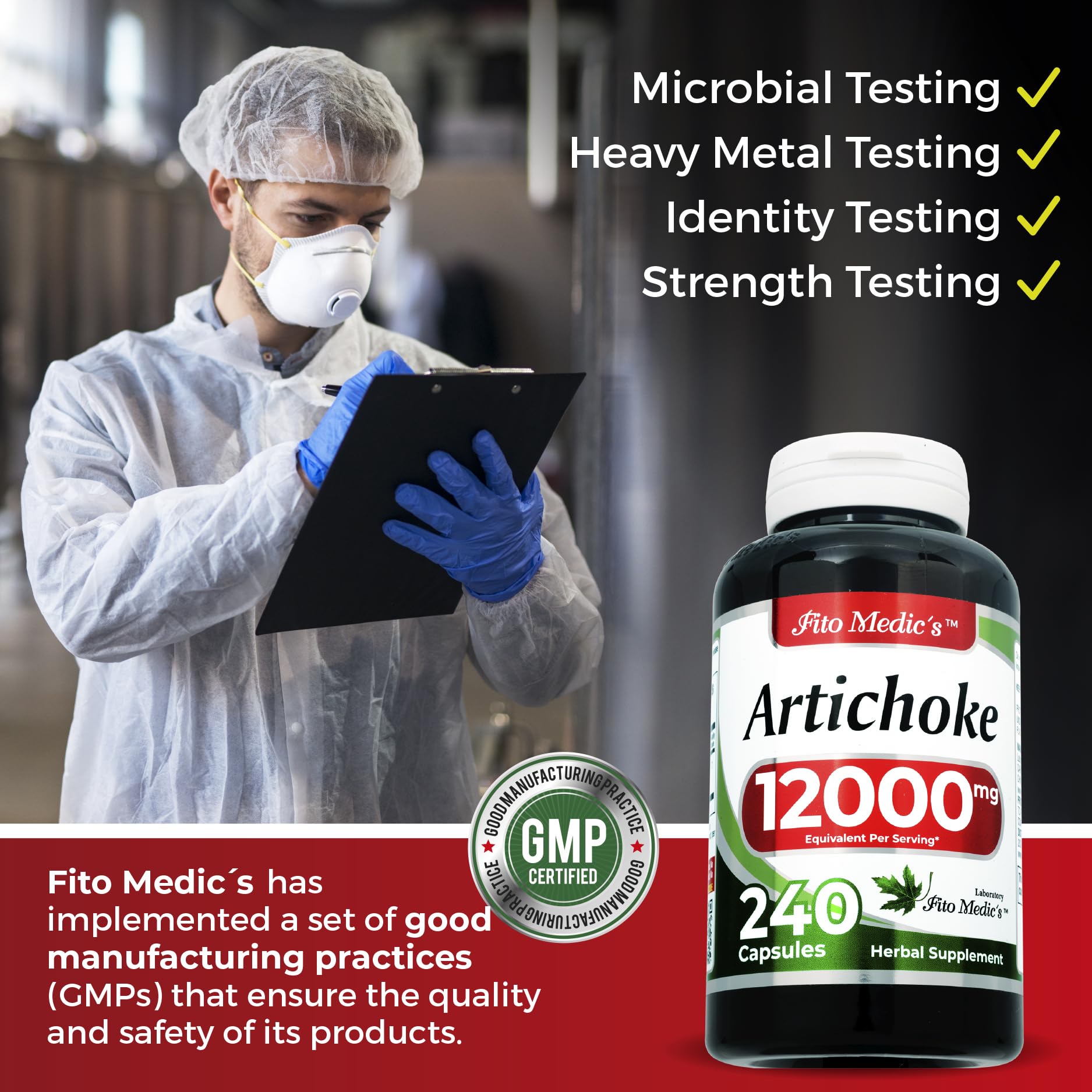 Artichoke Extract Capsules 12,000 mg – 240 Capsules (Pack of 2) | FITO MEDIC'S Lab