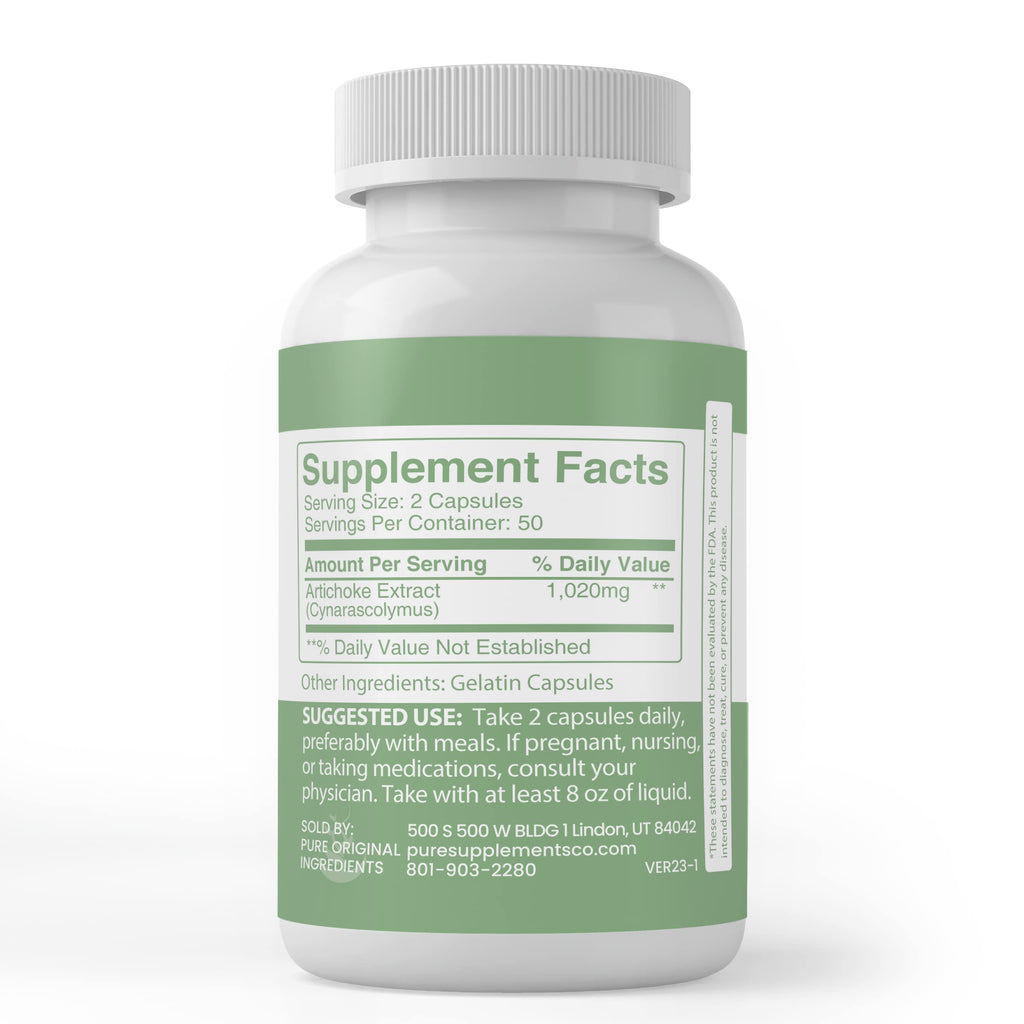 PURE ORIGINAL INGREDIENTS Artichoke Extract (100 Capsules) Pack of 2 | No Additives or Fillers | Lab Verified