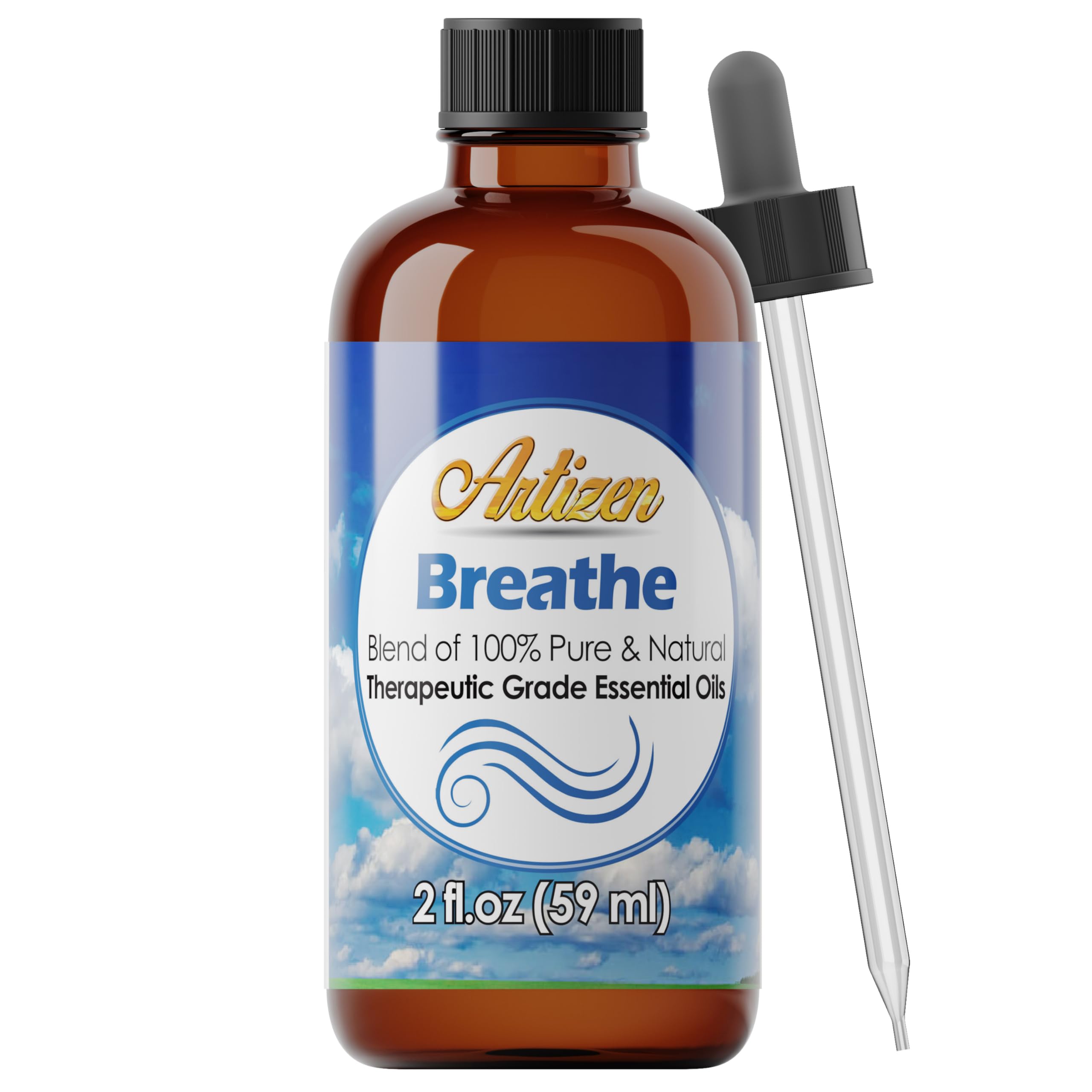 Artizen Breathe Blend Essential Oil — Therapeutic Grade, 2oz Undiluted, Pure & Natural