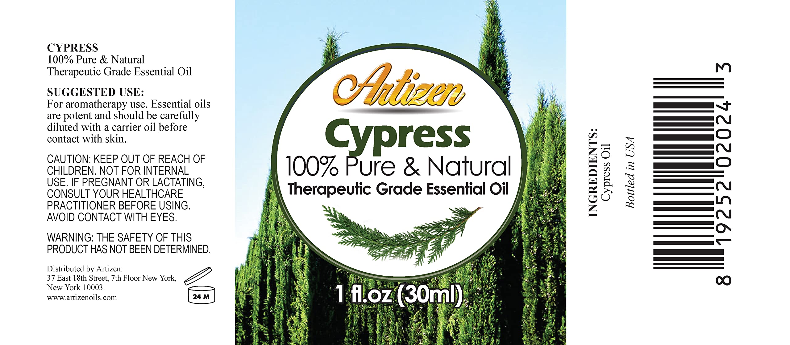 Artizen Cypress Essential Oil – 30ml (1 Fl Oz) – Pure & Natural