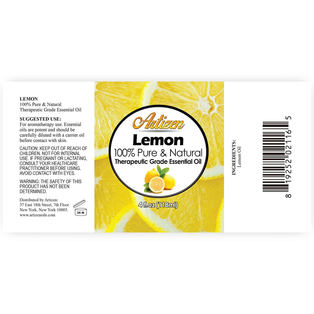 Artizen Lemon Essential Oil 4oz - 100% Pure & Natural | Lemon Essential Oil