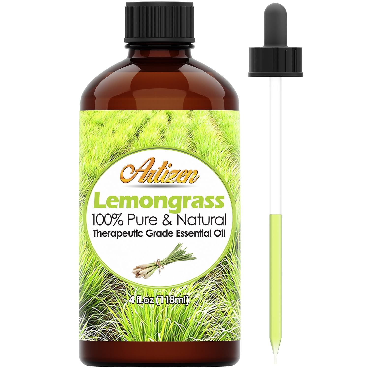 Artizen Lemongrass Essential Oil - 4oz (4 Fluid Ounces) - 100% Pure & Natural