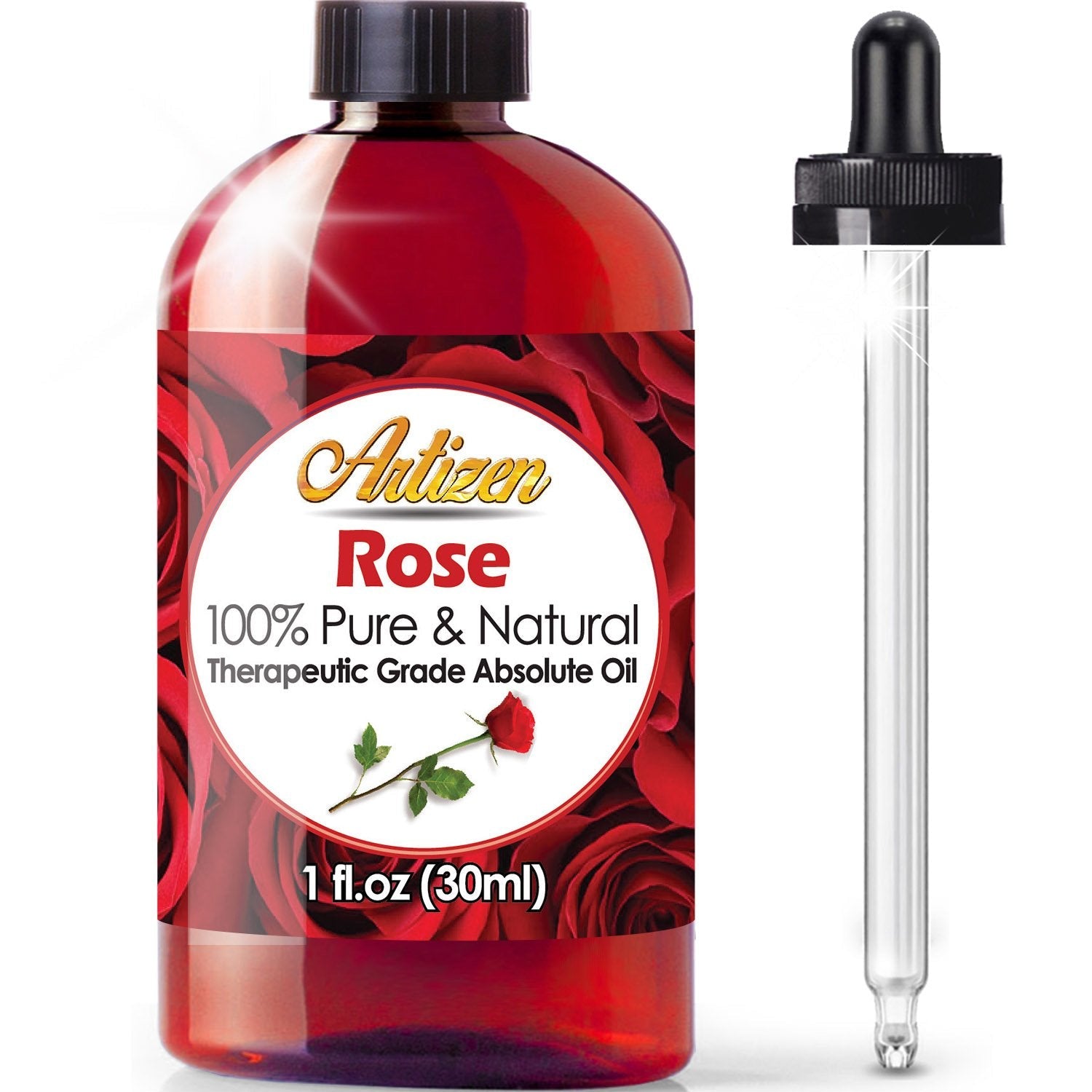 Artizen Rose Essential Oil Therapeutic Grade – 1oz Bottle for Aromatherapy, Skin Care & Wellness