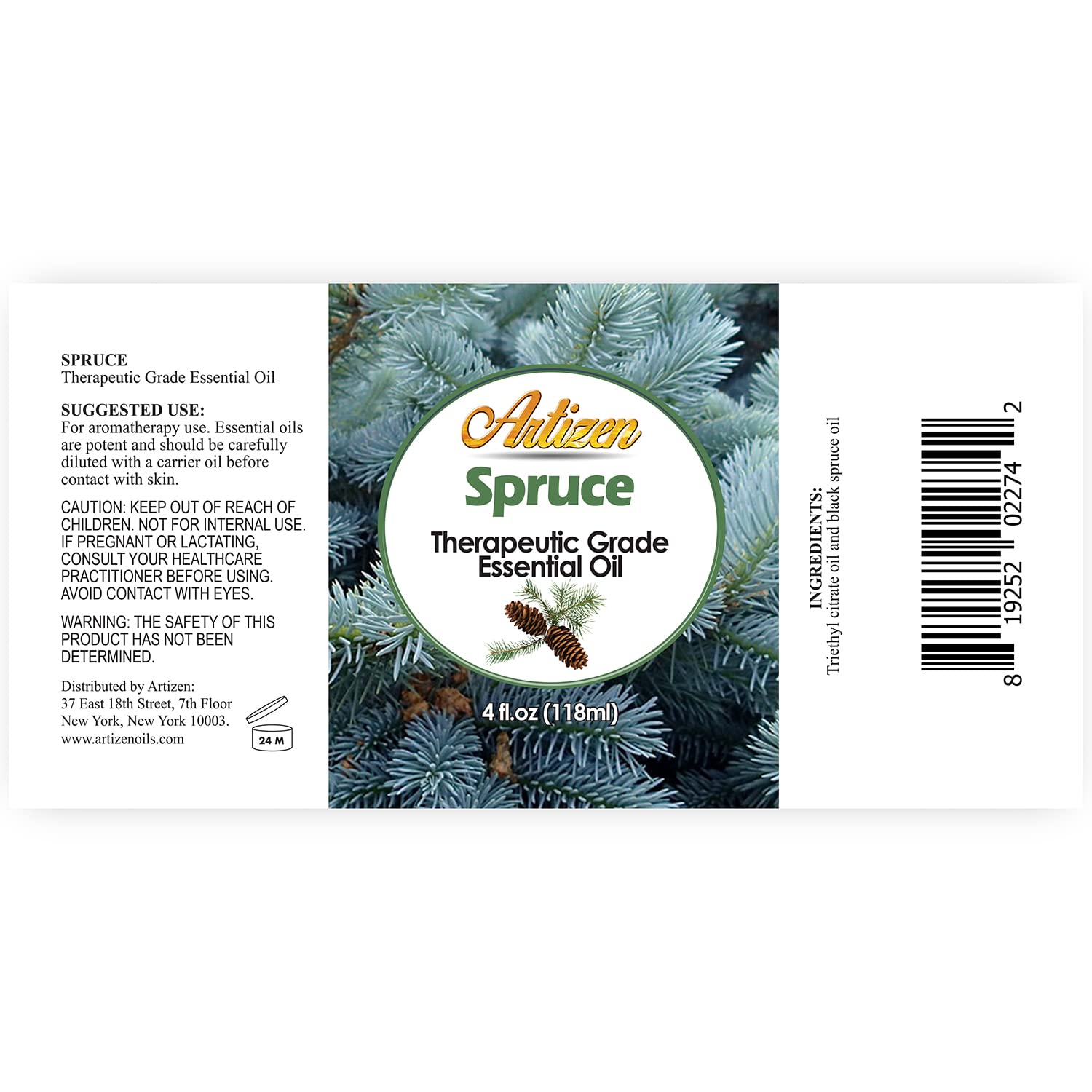Artizen Spruce Essential Oil - 4oz (4 Fluid Ounces) | 100% Pure & Natural