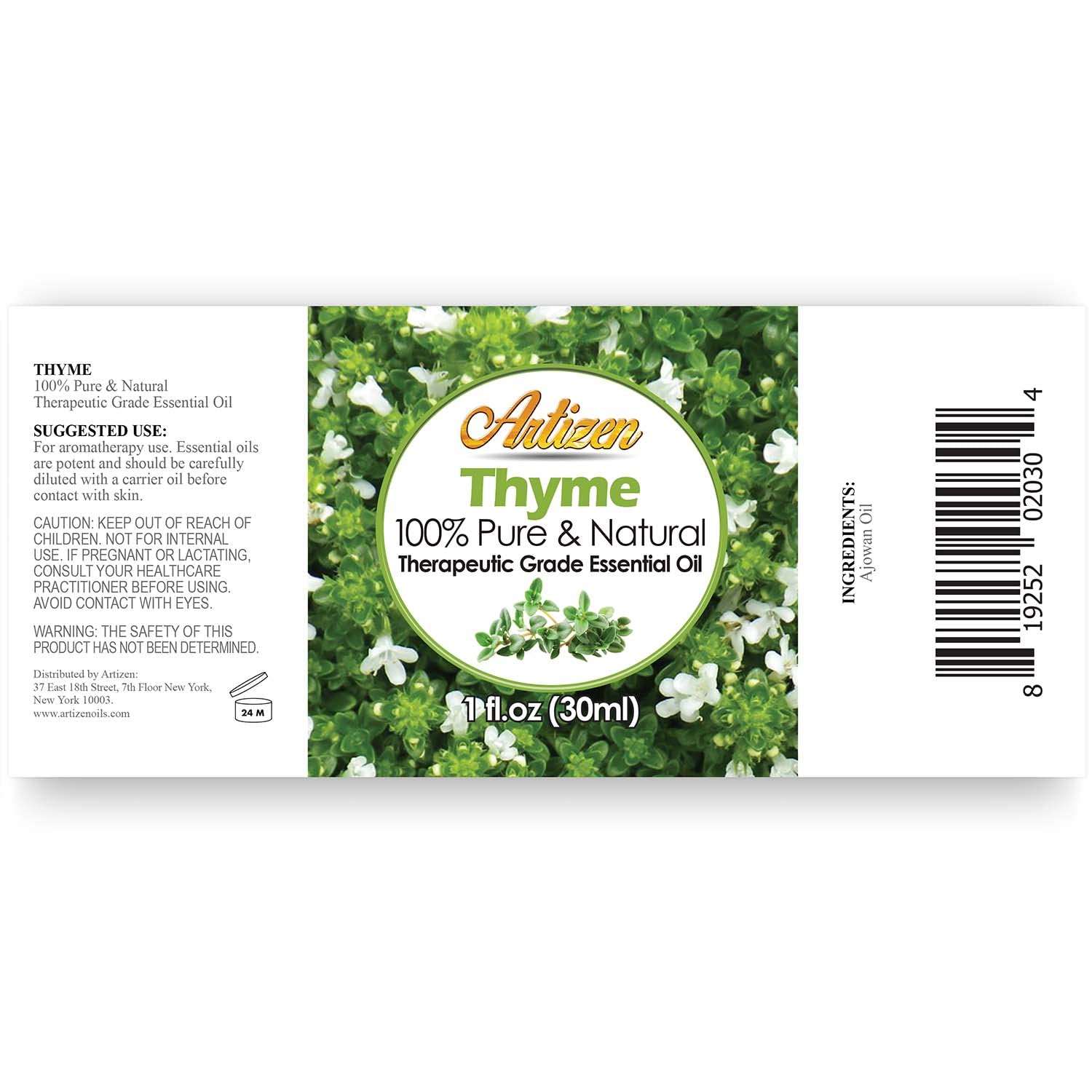 Artizen Thyme Essential Oil – 30ml (1 fl oz) – Pure & Natural