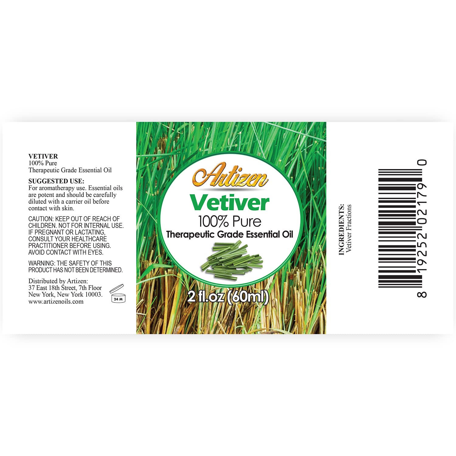 Artizen 2oz Oils - Vetiver Essential Oil - 2 Fluid Ounces