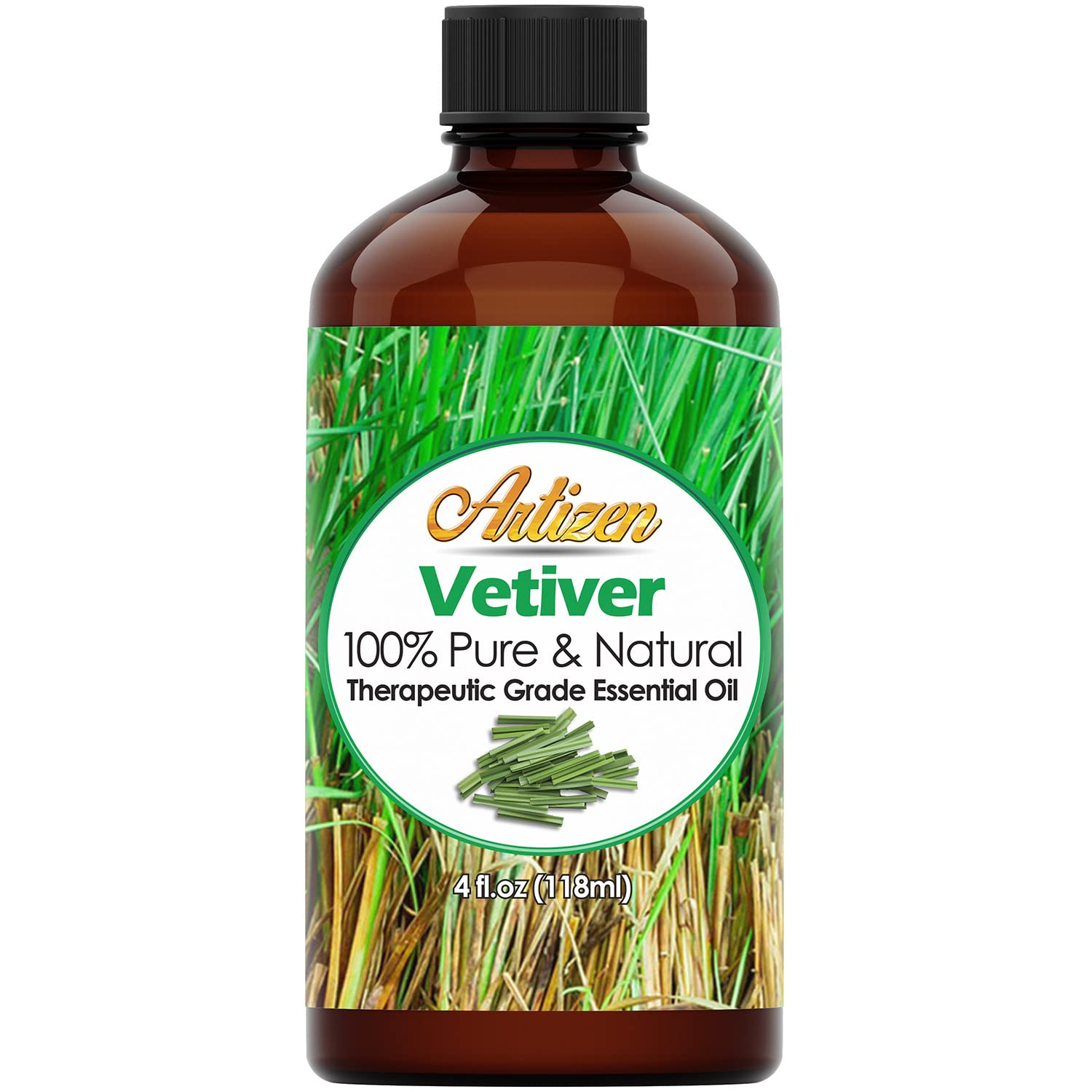 Artizen Vetiver Essential Oil 4oz - 100% Pure