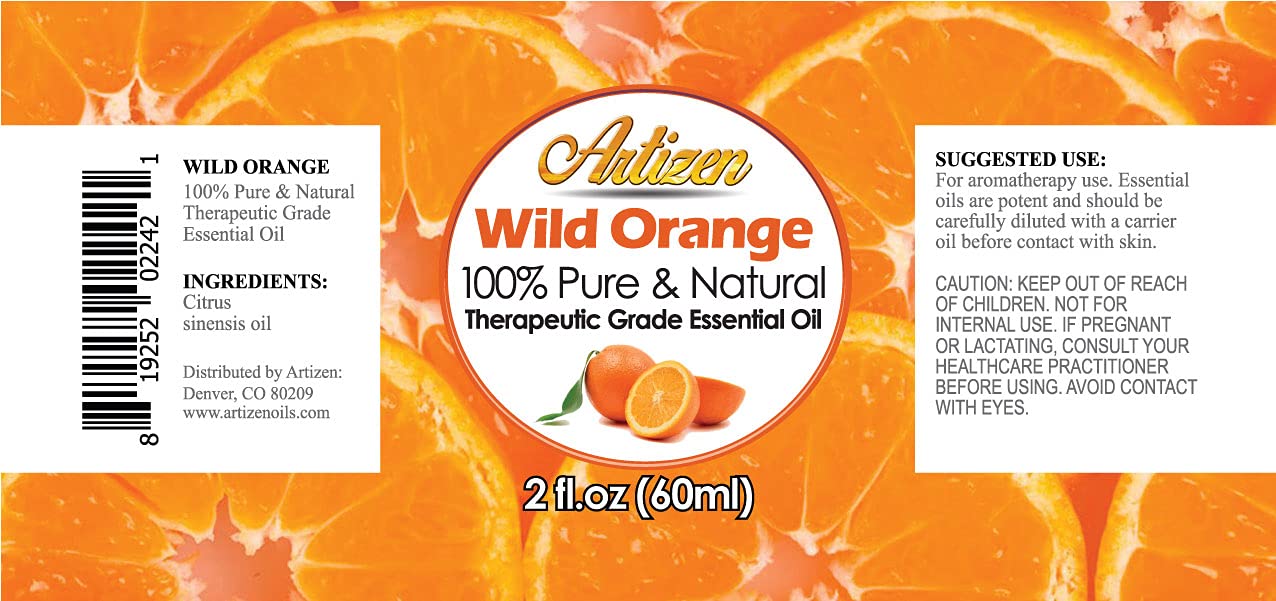 Artizen Wild Orange Essential Oil 2oz – Undiluted, 100% Pure & Natural