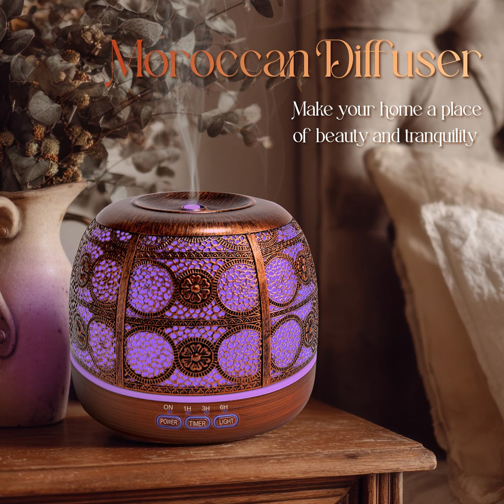 ARVIDSSON 500ml Essential Oil Diffuser – Metal Design, 12h Mist, Mood Light