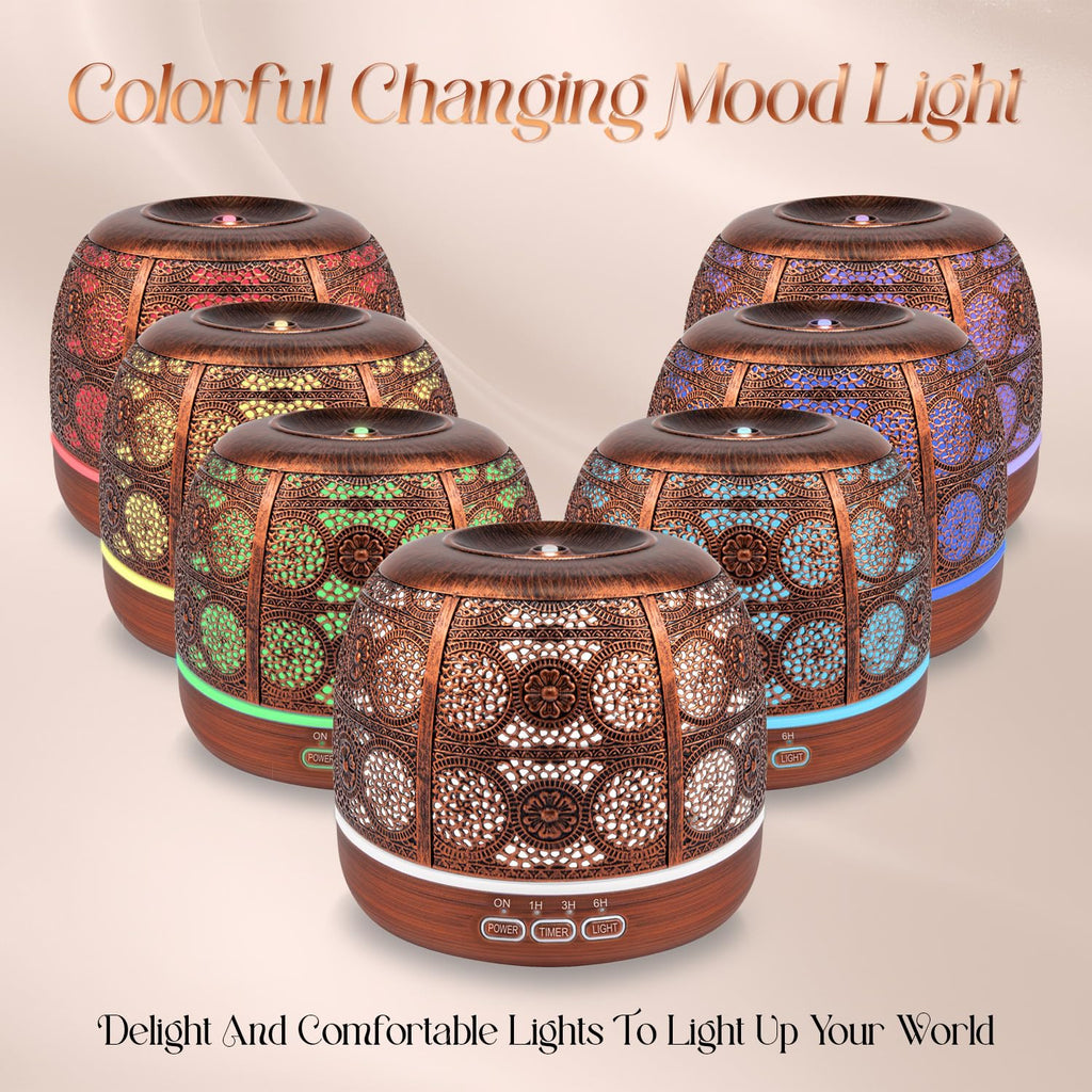 ARVIDSSON 500ml Essential Oil Diffuser – Metal Design, 12h Mist, Mood Light