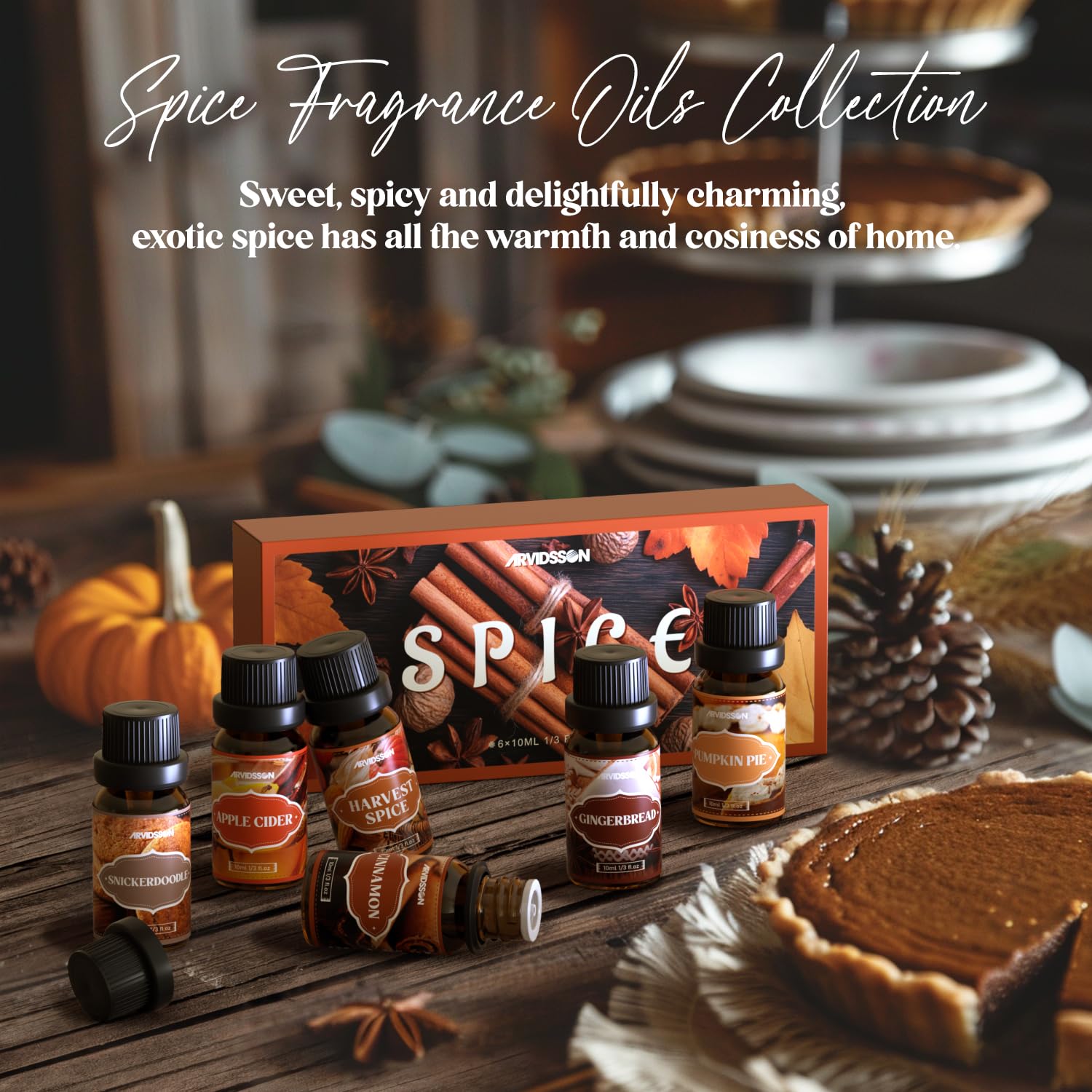 Autumn Spice Essential Oils Set | Cinnamon Pumpkin Pie Harvest Diffuser Scents