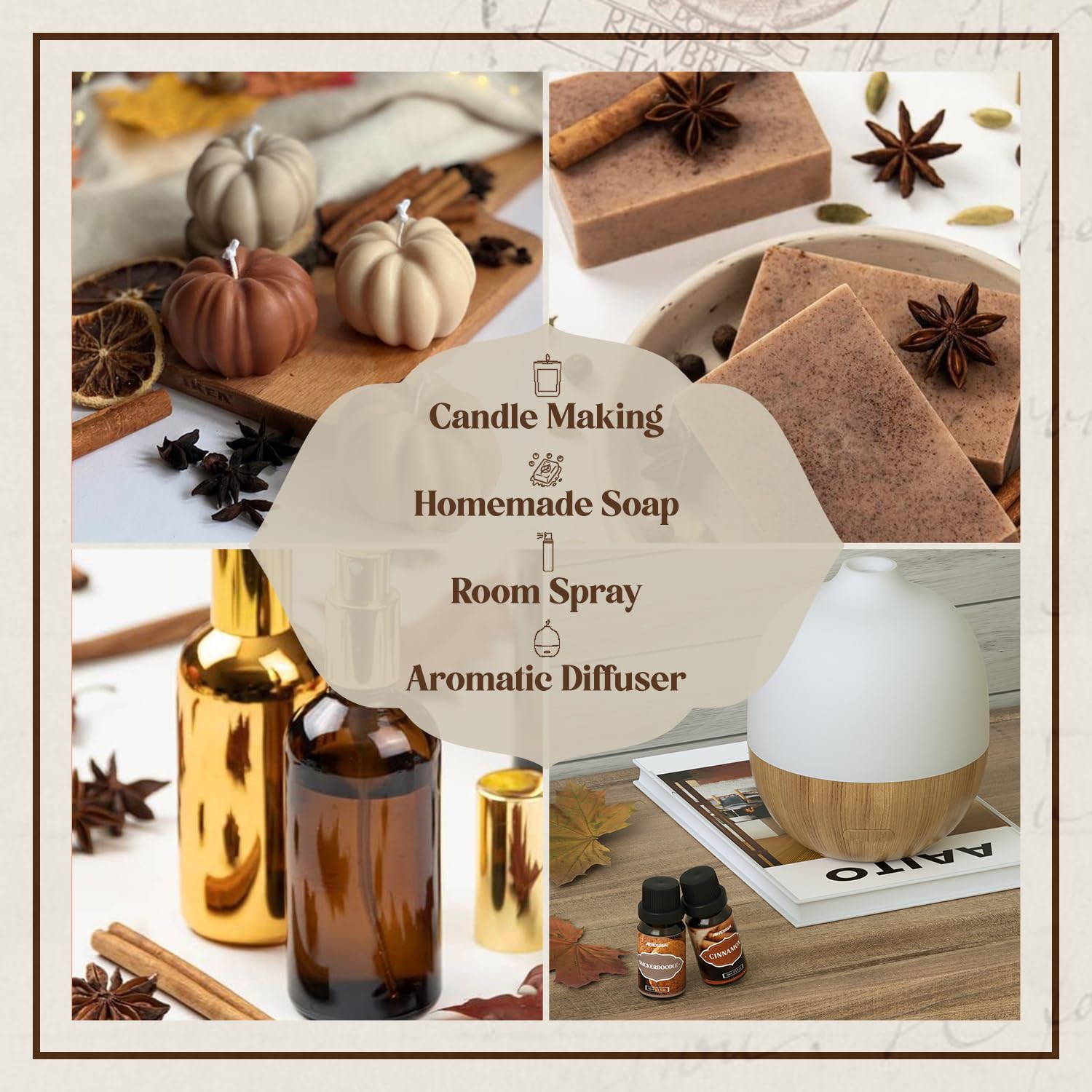 Autumn Spice Essential Oils Set | Cinnamon Pumpkin Pie Harvest Diffuser Scents