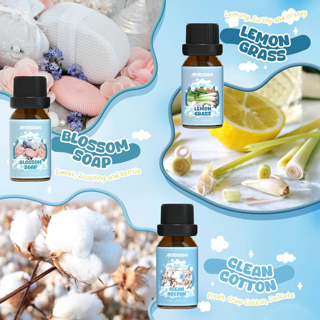 ARVIDSSON Clean Essential Oils Set – 6 x 10ml for Diffuser, Soap Making & Home Fragrance