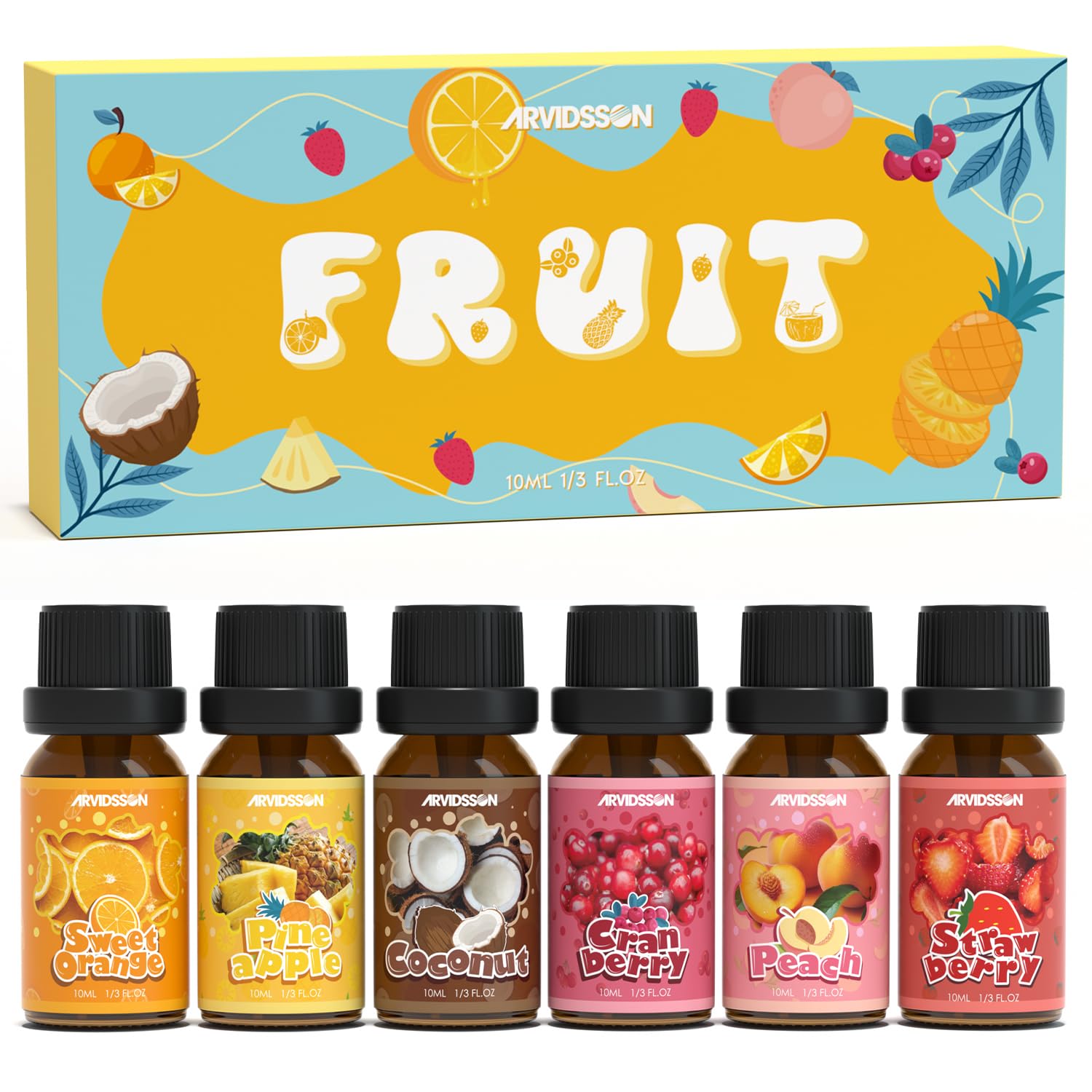 ARVIDSSON Fruits Essential Oils Set | Natural Fruity Fragrance Oils for Candle & Soap Making
