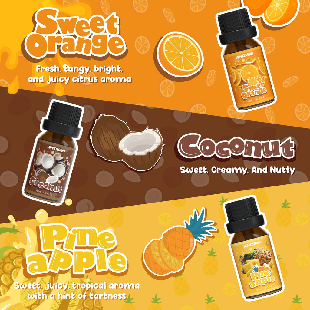 ARVIDSSON Fruits Essential Oils Set | Natural Fruity Fragrance Oils for Candle & Soap Making