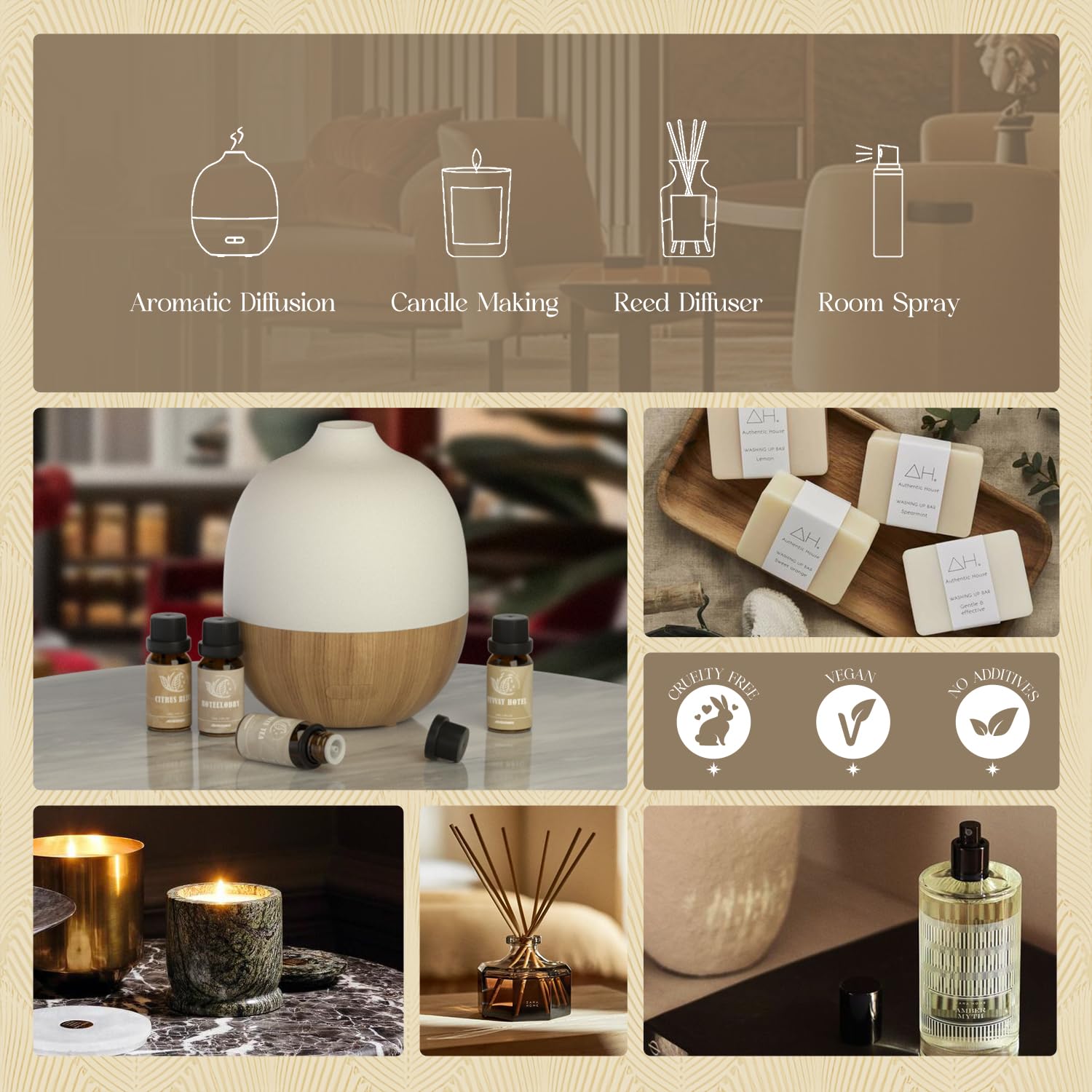 ARVIDSSON Hotel Diffuser Oils Gift Set | Luxury Hotel Scent Oils for Diffusers – Jasmine & Mint, White Tea, Citrus Bliss