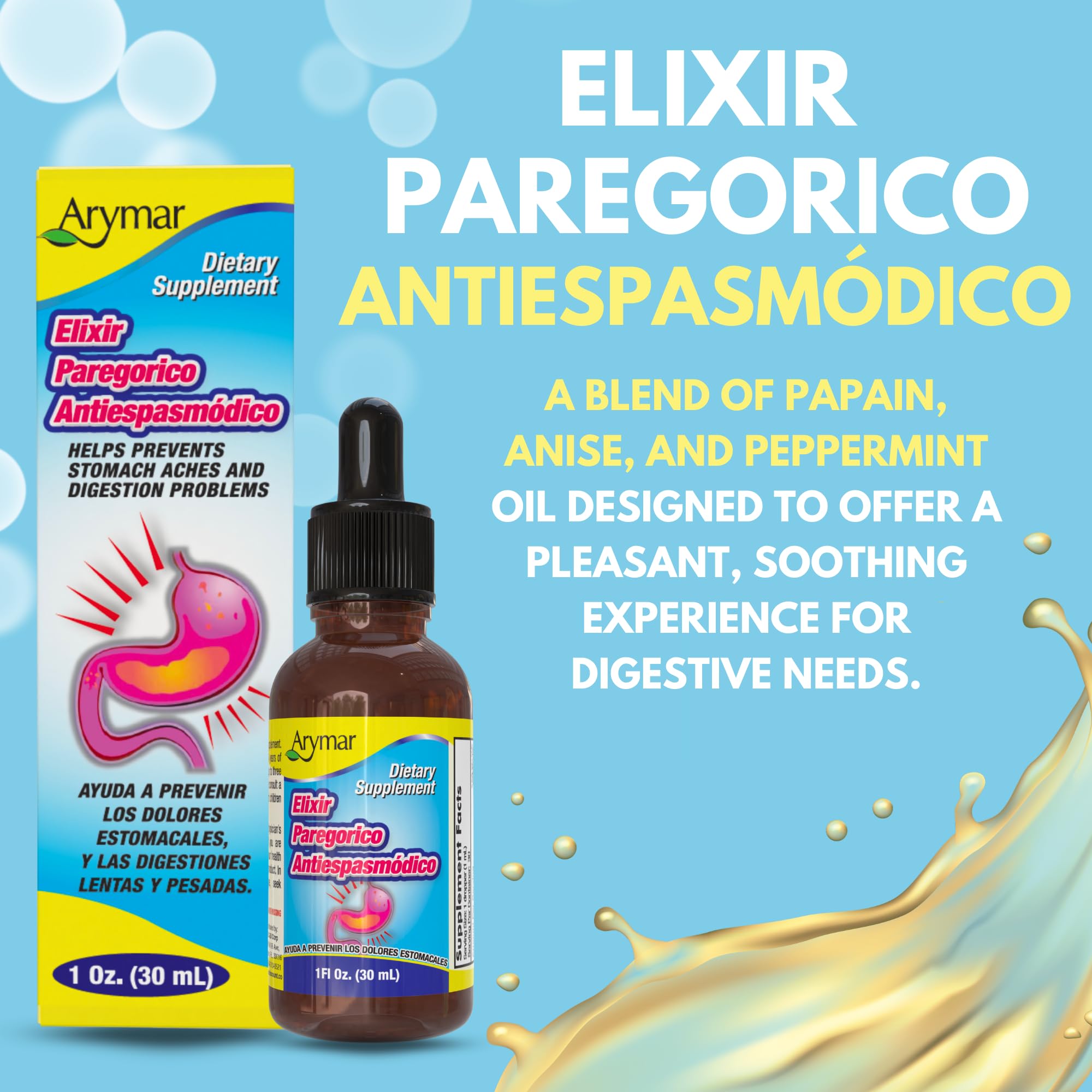 Arymar Elixir Paregorico Antiespasmodico - Digestive Support Supplement - 1 oz