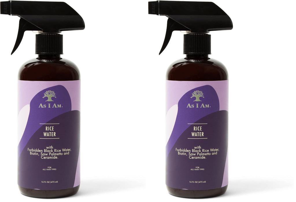 As I Am Hair Spray Rice Water 16oz – Black Rice, Biotin, Saw Palmetto (Pack of 2) – Vegan & Cruelty-Free