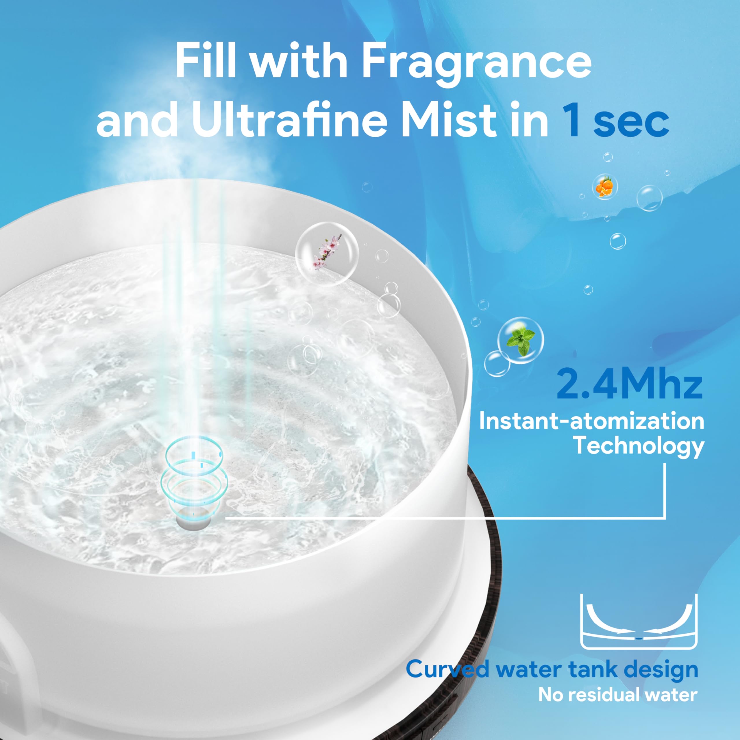 ASAKUKI 500ml Essential Oil Diffuser with Remote - 5-in-1 Ultrasonic Humidifier
