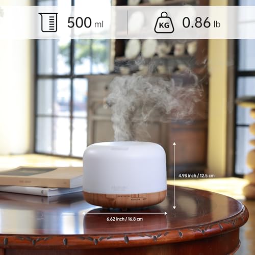 ASAKUKI 500ml Essential Oil Diffuser | Ultrasonic Humidifier with Remote & 7 LED Colors
