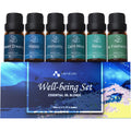 ASAKUKI Essential Oil Blends – Diffuser Oils for Home Well-Being Kit (Calm Mind, Sweet Dreams, Happy, Relax, Immunity) 6x10ml