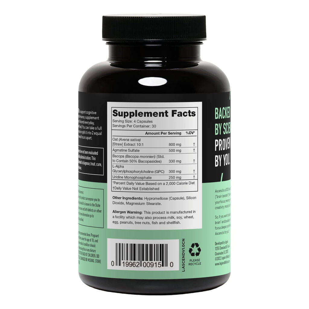 LEGION Ascend Nootropic | All-Natural Brain Support + Alpha-GPC
