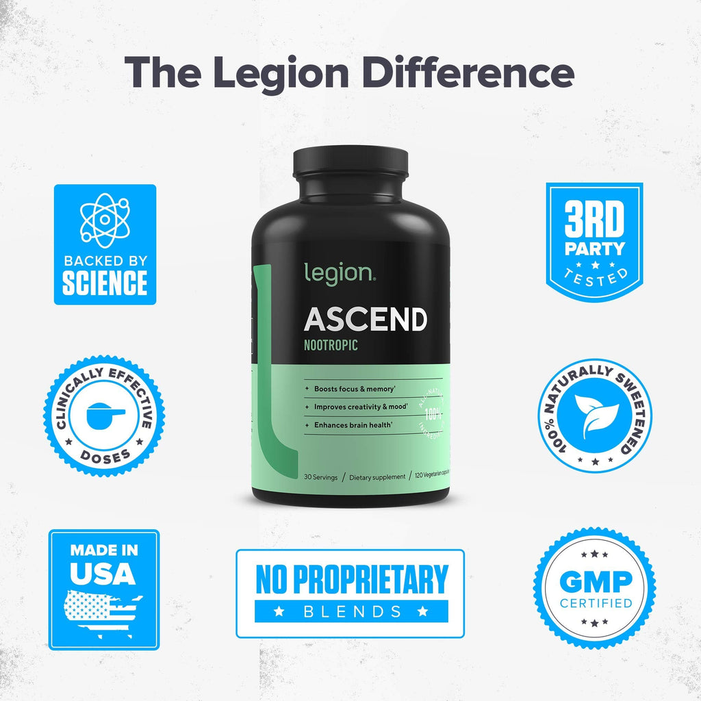 LEGION Ascend Nootropic | All-Natural Brain Support + Alpha-GPC