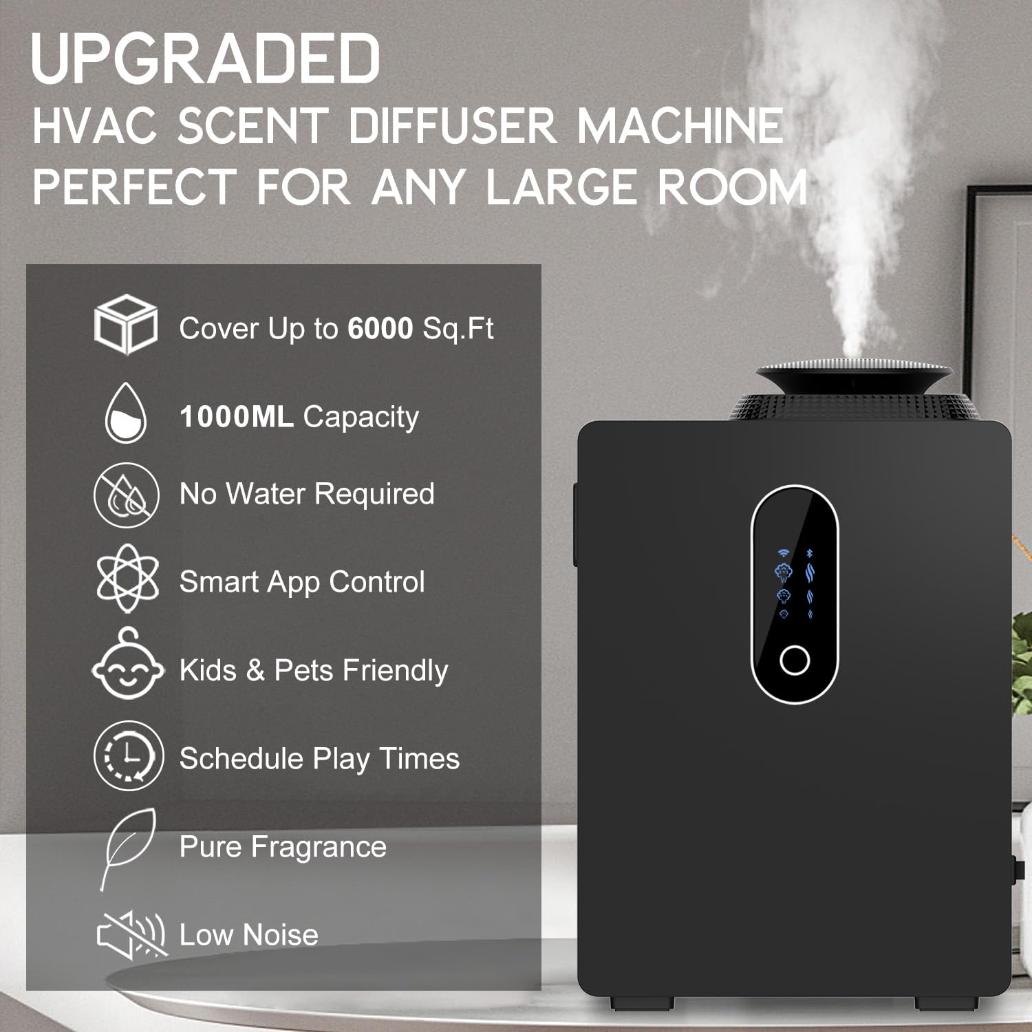 2025 Upgraded HVAC Scent Diffuser – 6000 Sq Ft, WiFi Control, 1000ml